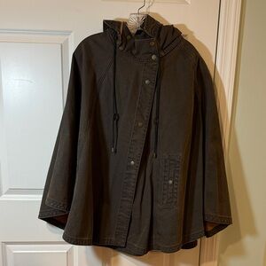 Poetry Dark Brown Hooded Cape Coat/Poncho